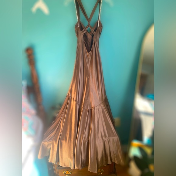 Dave & Johnny By Laura Ryner Brown Beaded Gown - Picture 2 of 12